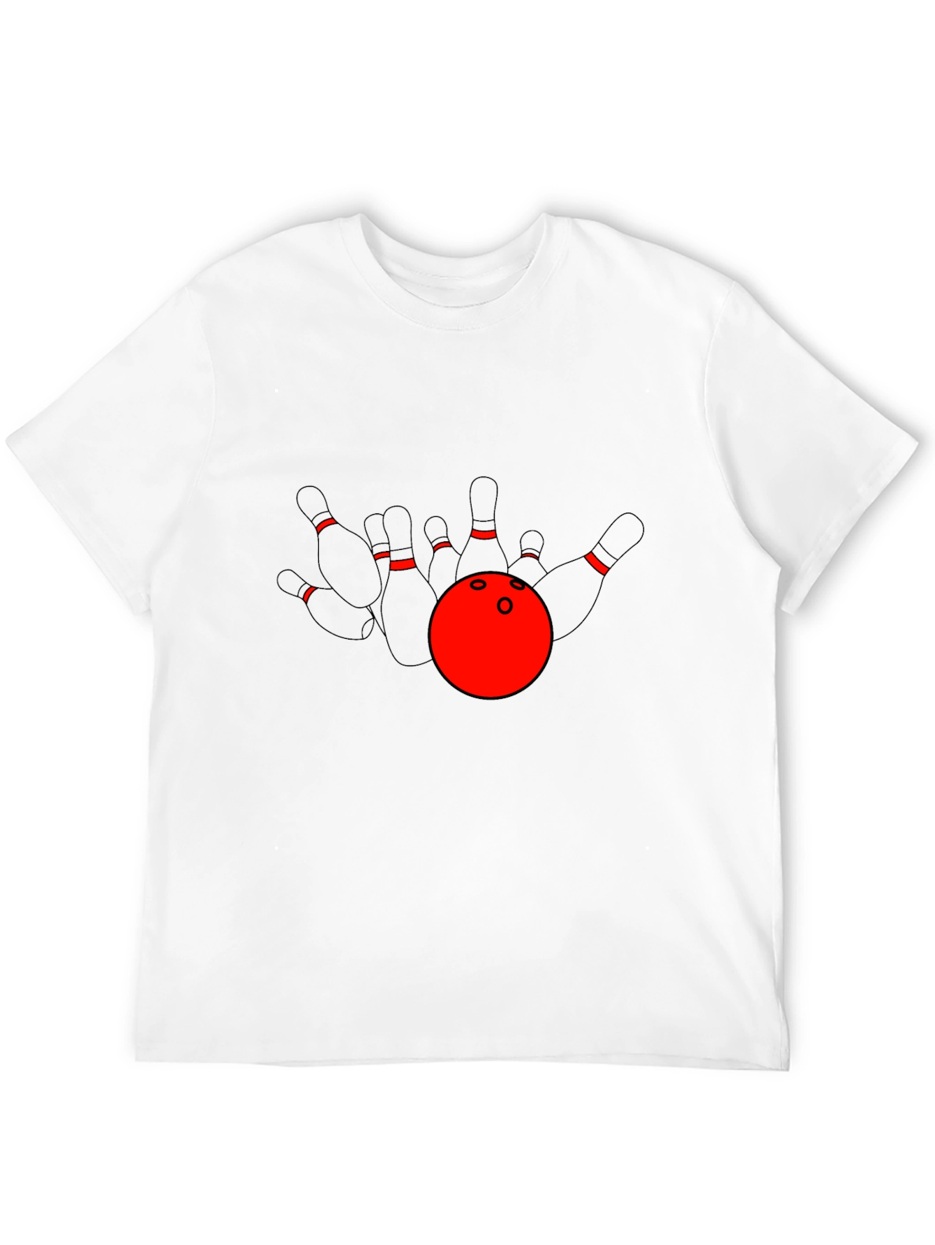 Bowling Strike T-Shirt: Red Ball & Pins