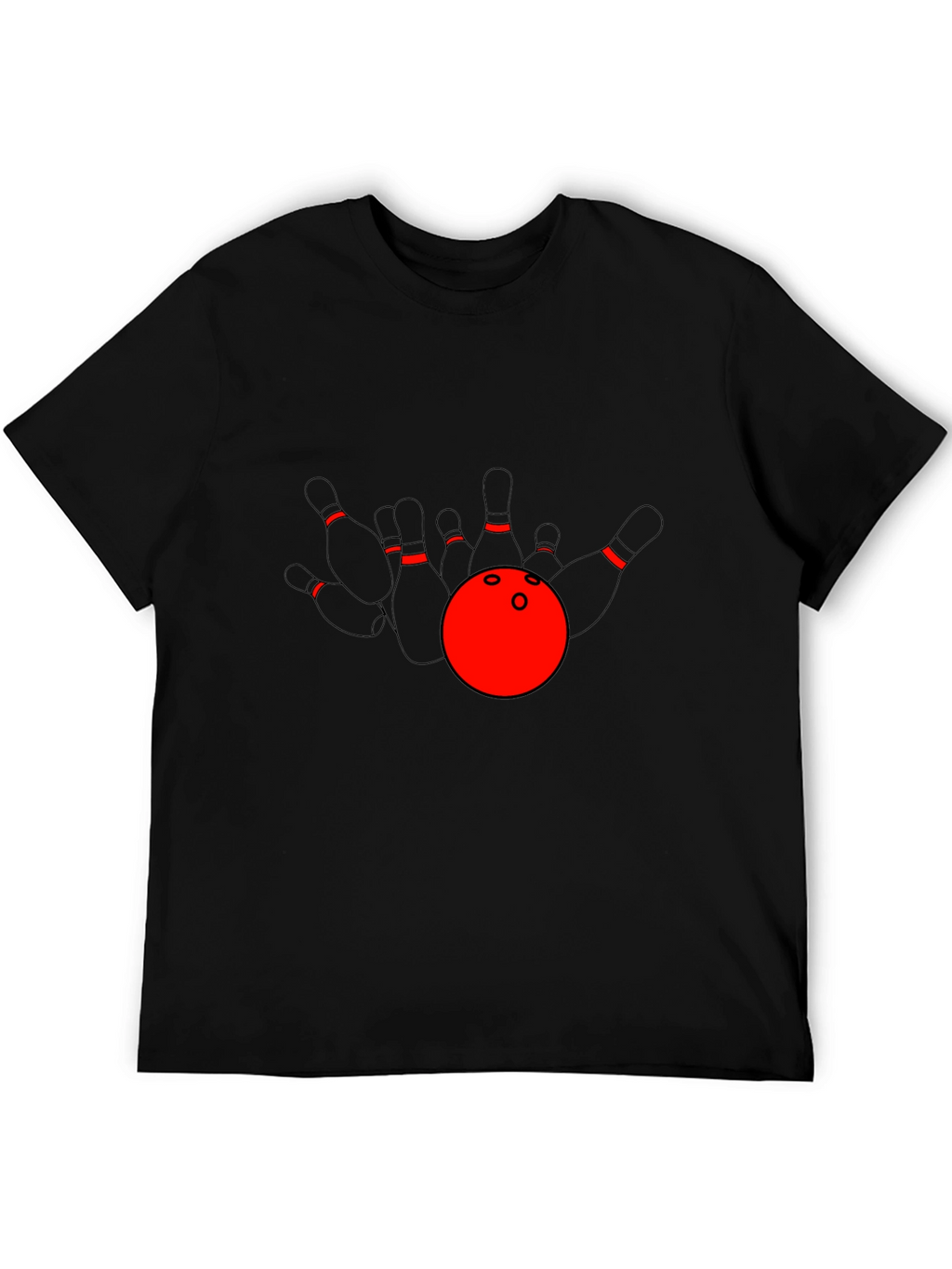 Bowling Strike T-Shirt: Red Ball & Pins