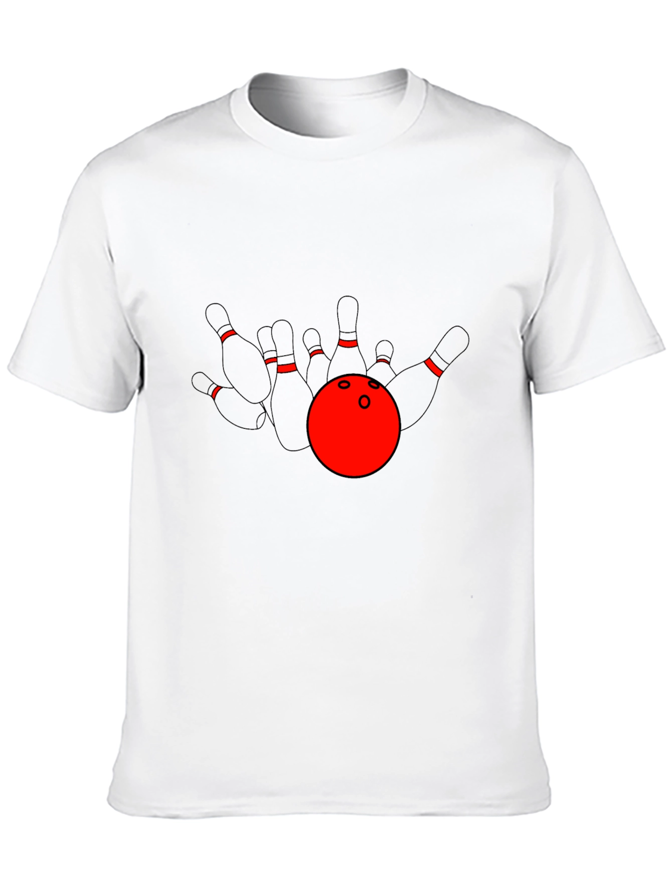 Bowling Strike T-Shirt: Red Ball & Pins