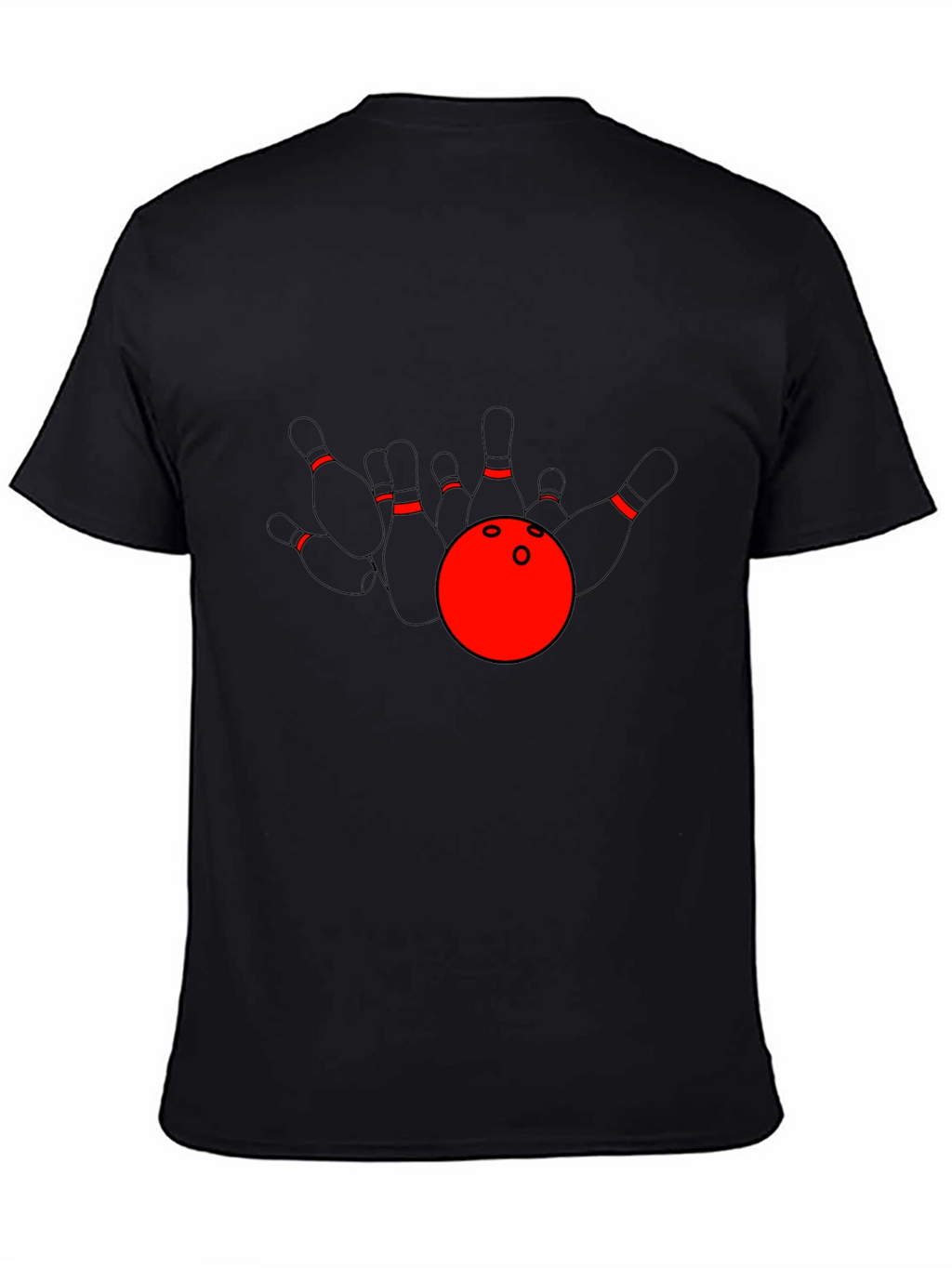 Bowling Strike T-Shirt: Red Ball & Pins