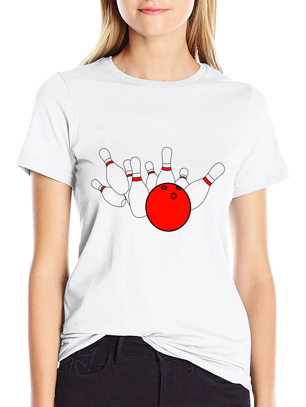 Bowling Strike T-Shirt: Red Ball & Pins