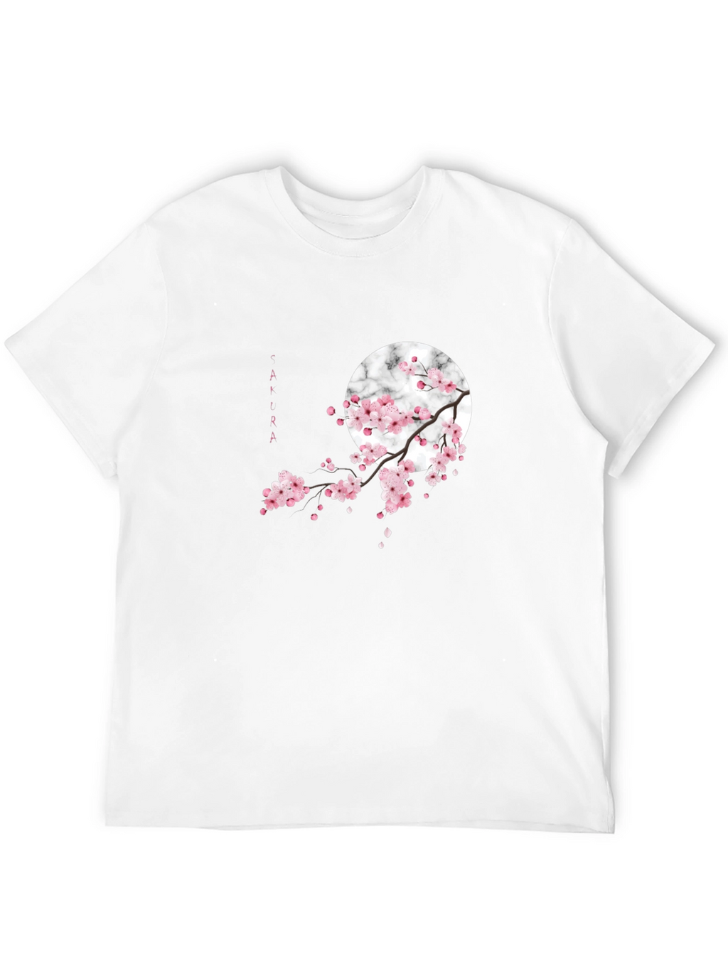 Sakura Blossom Graphic Tee - Black Cotton Casual Shirt