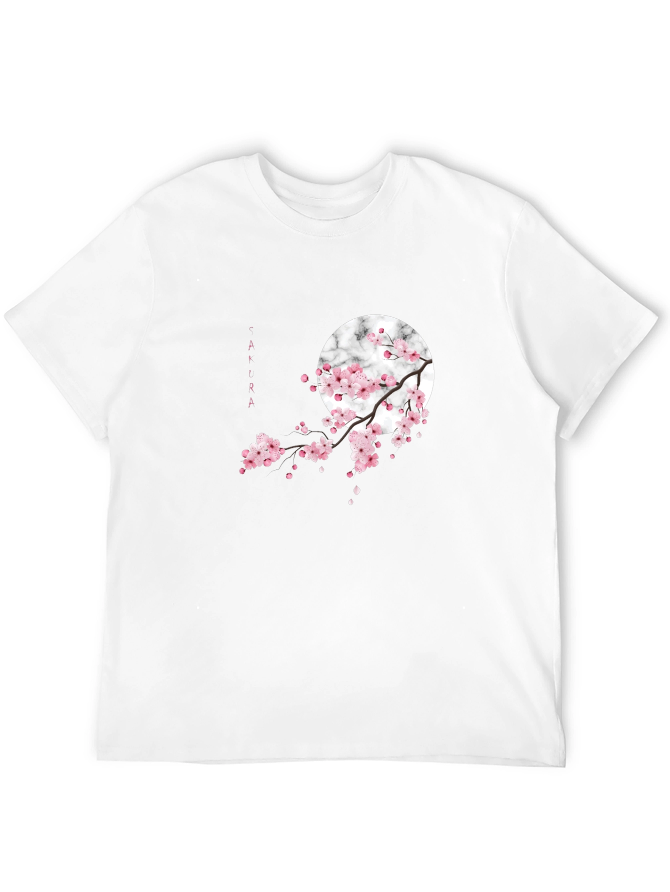 Sakura Blossom Graphic Tee - Black Cotton Casual Shirt
