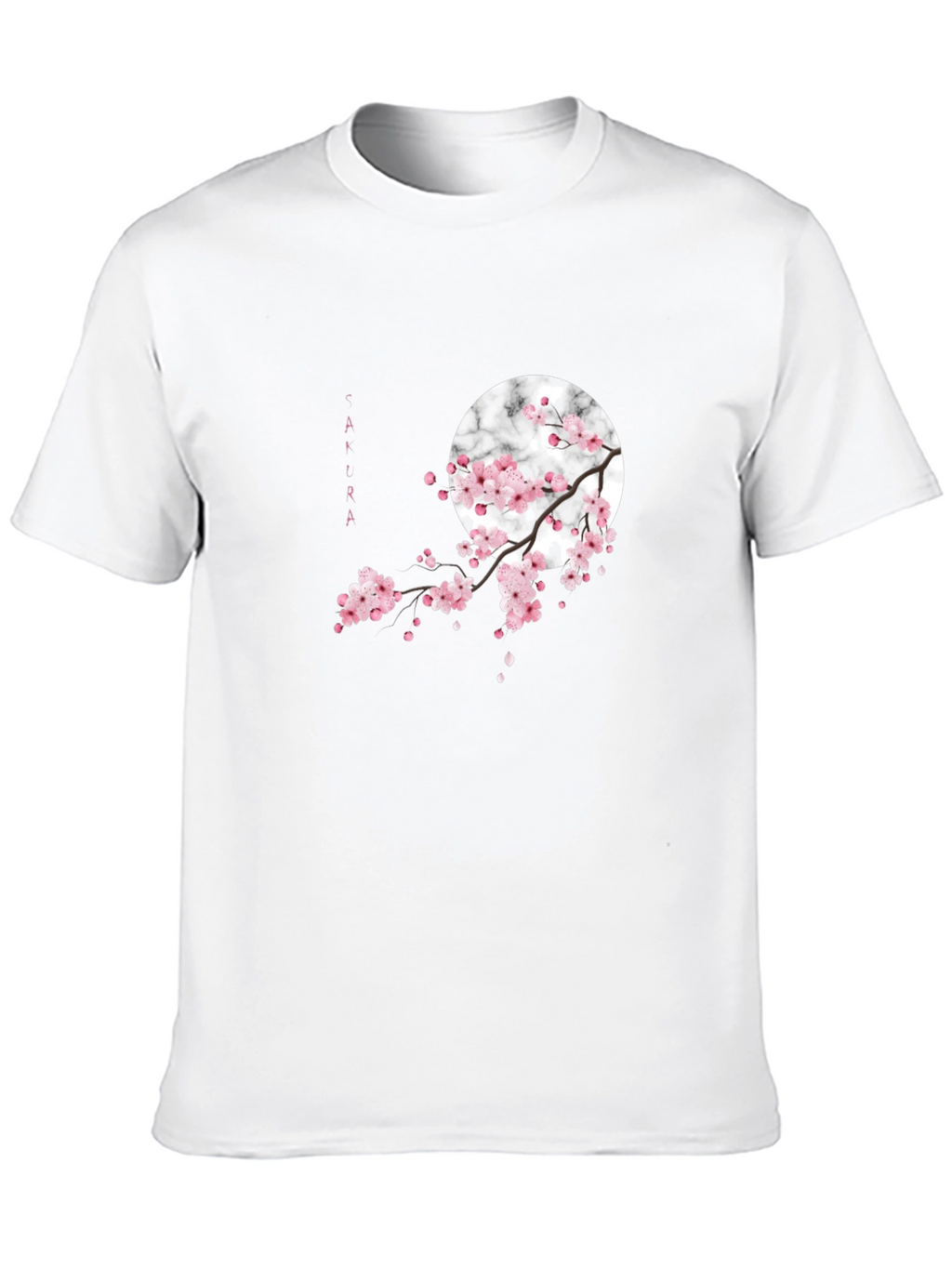 Sakura Blossom Graphic Tee - Black Cotton Casual Shirt