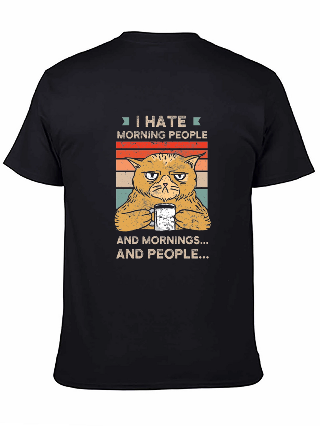 I Hate Morning People Cat Graphic T-Shirt