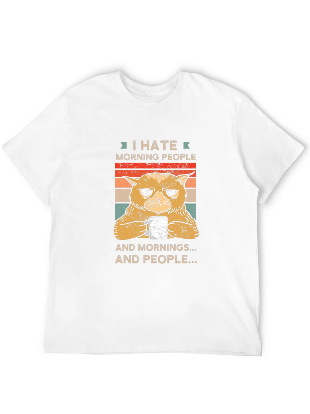 I Hate Morning People Cat Graphic T-Shirt
