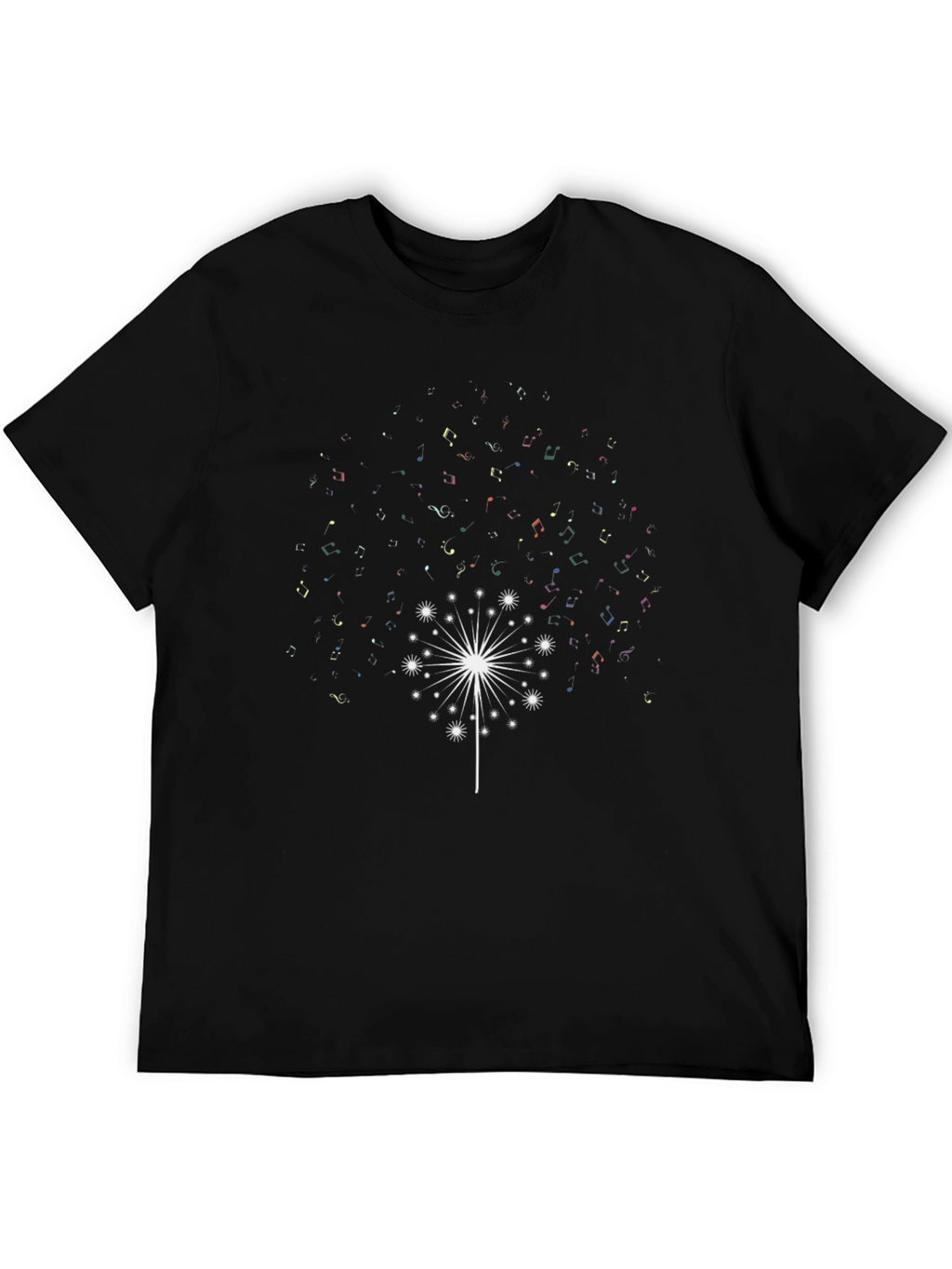 Dandelion Music Note Black T-Shirt