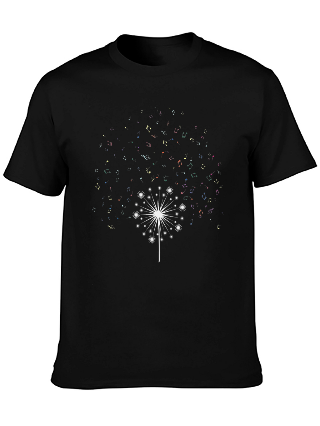 Dandelion Music Note Black T-Shirt