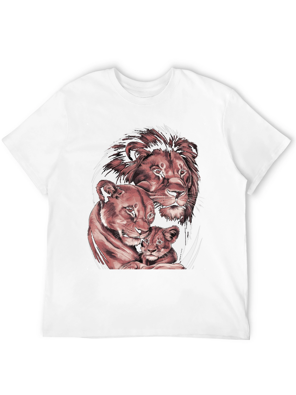 Lion Family Graphic Tee - Black Cotton T-Shirt