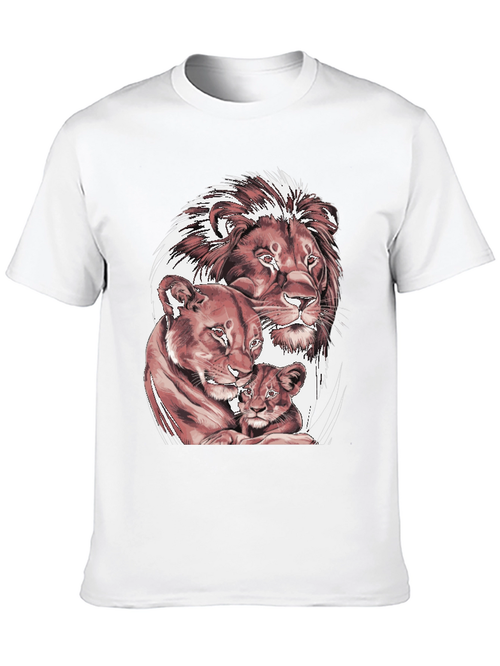 Lion Family Graphic Tee - Black Cotton T-Shirt