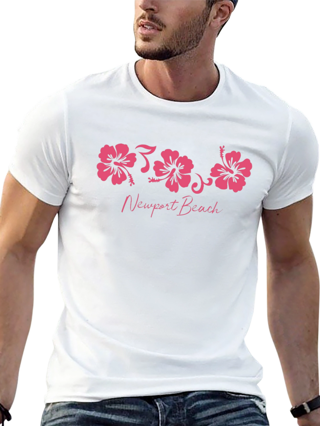 Newport Beach Hibiscus Flower Graphic T-Shirt