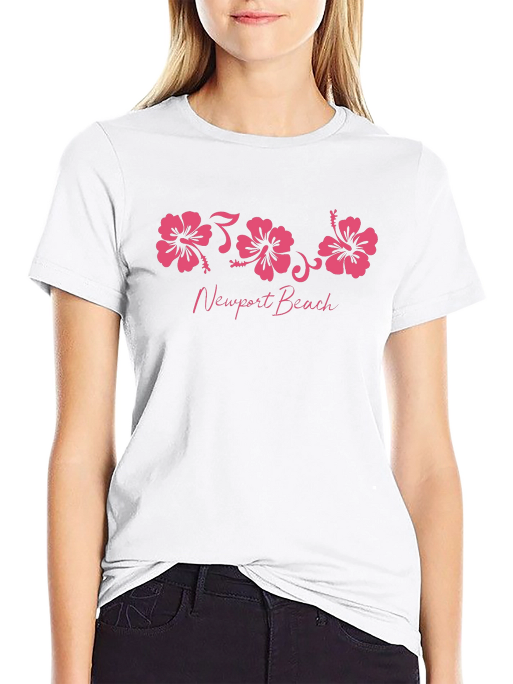 Newport Beach Hibiscus Flower Graphic T-Shirt