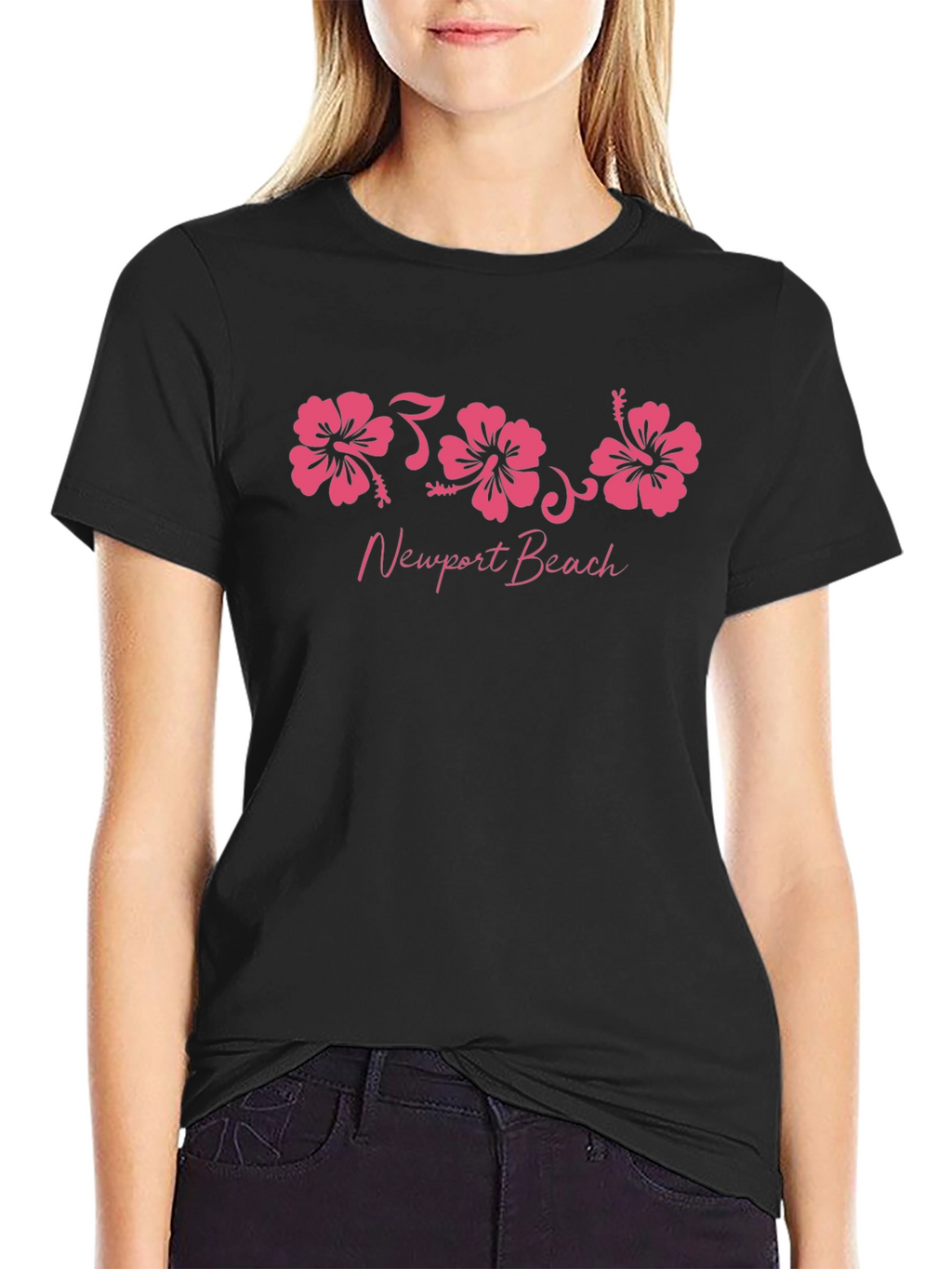 Newport Beach Hibiscus Flower Graphic T-Shirt