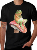 Frog on Mushroom Graphic Tee - Whimsical Design