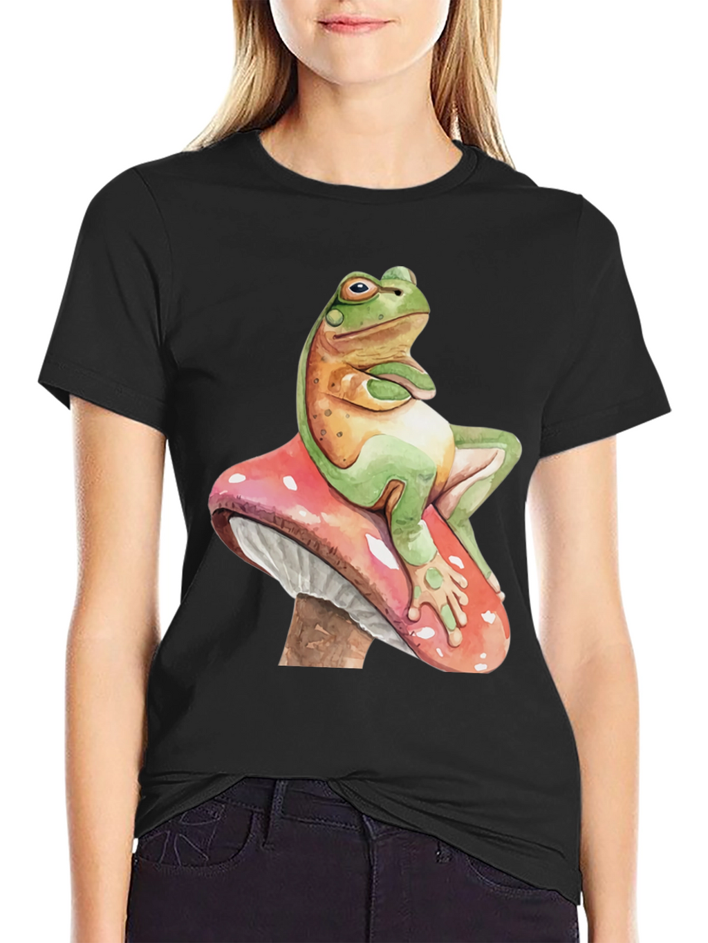 Frog on Mushroom Graphic Tee - Whimsical Design