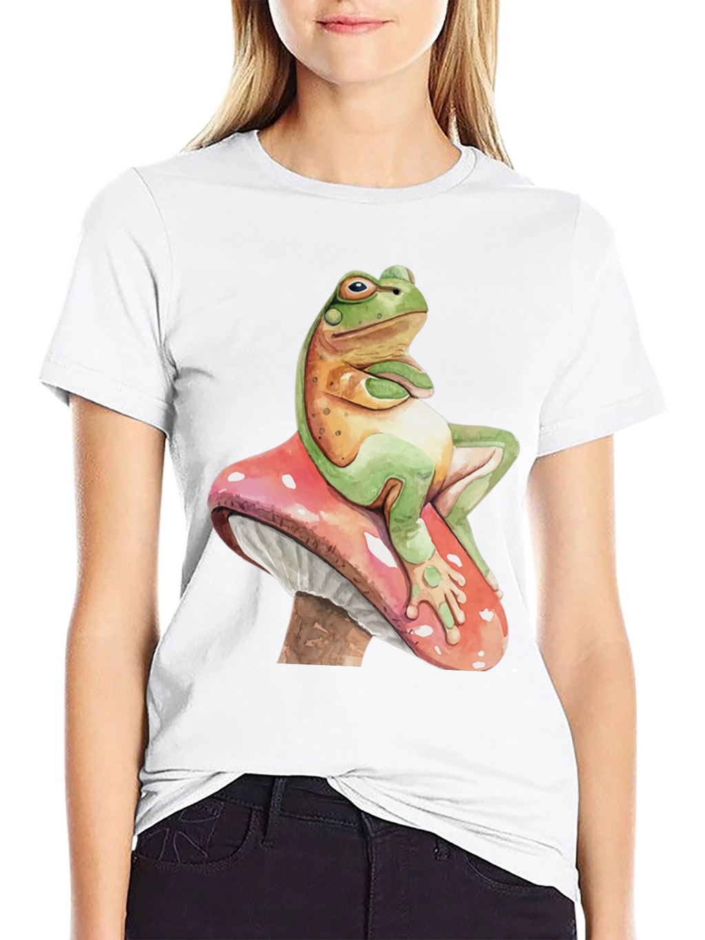 Frog on Mushroom Graphic Tee - Whimsical Design