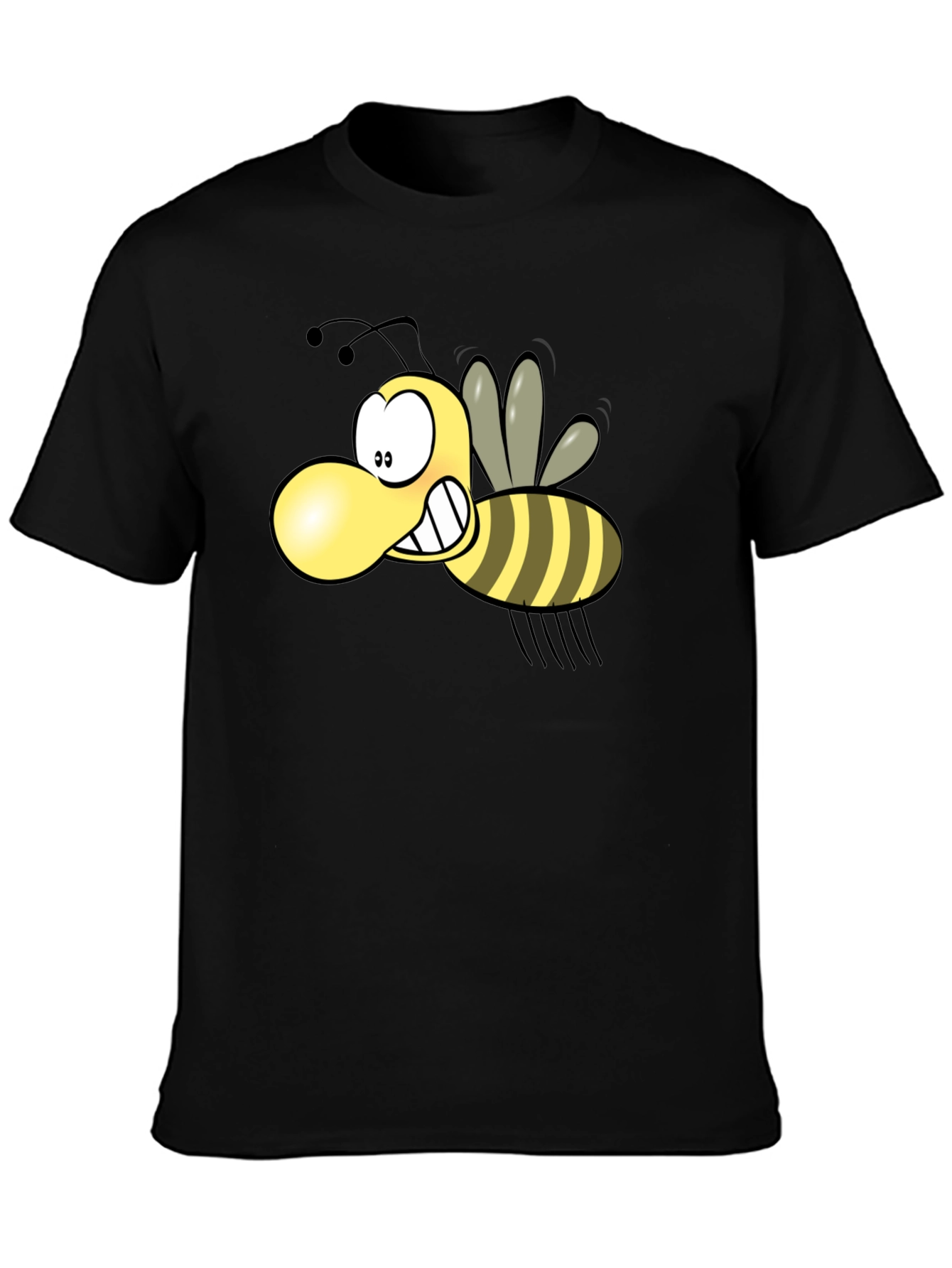 Cartoon Bee Graphic Black T-Shirt