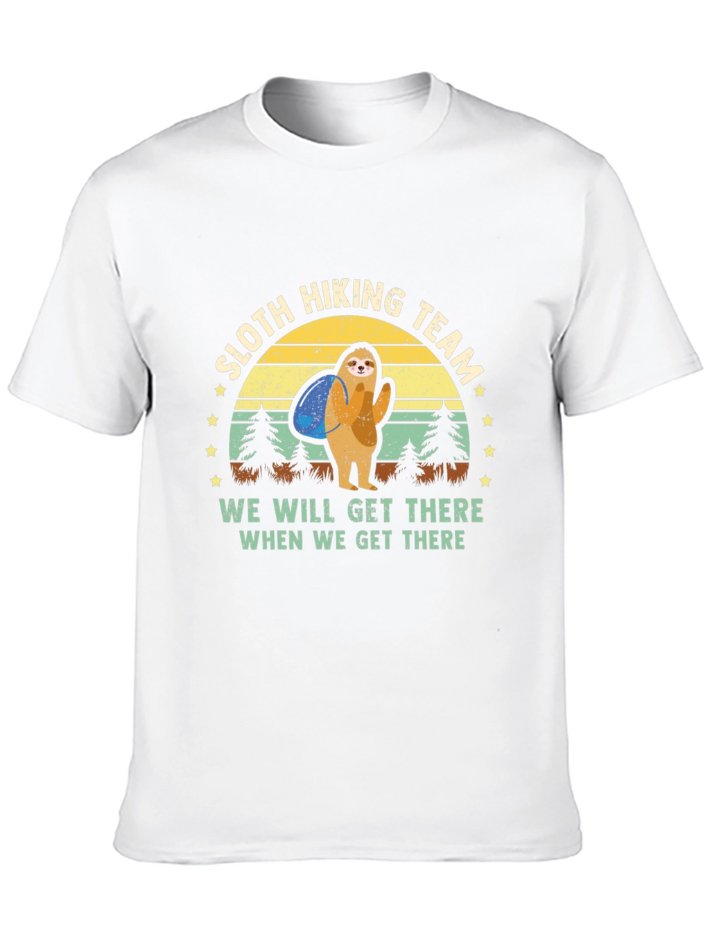 Sloth Hiking Team Graphic T-Shirt - Mens Black Tee