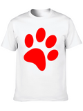 Red Paw Print Graphic Tee - Black Casual T-Shirt