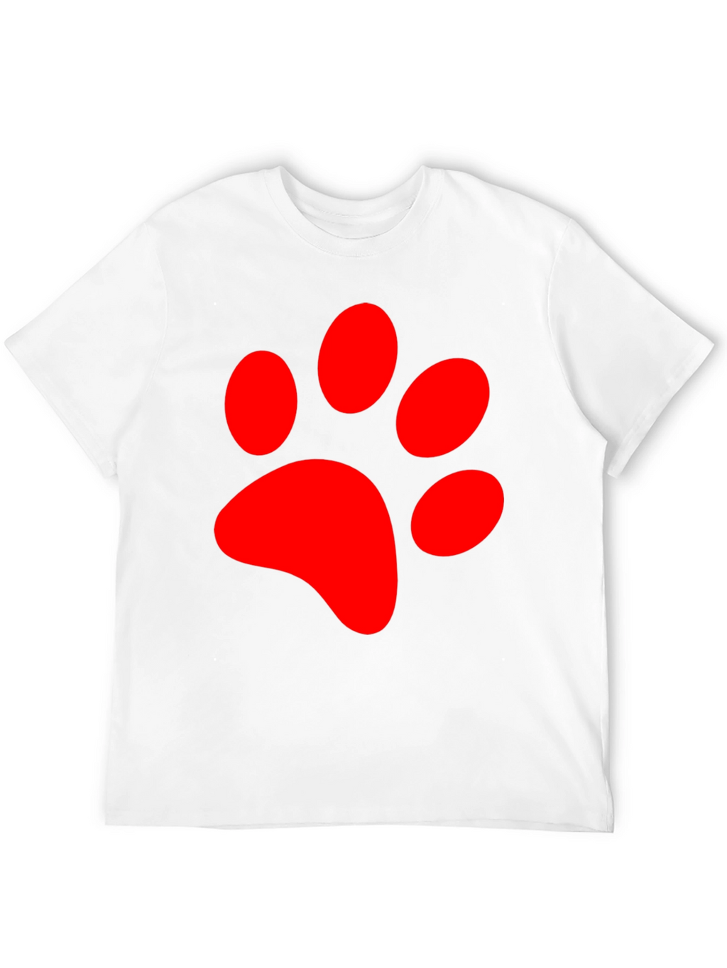 Red Paw Print Graphic Tee - Black Casual T-Shirt