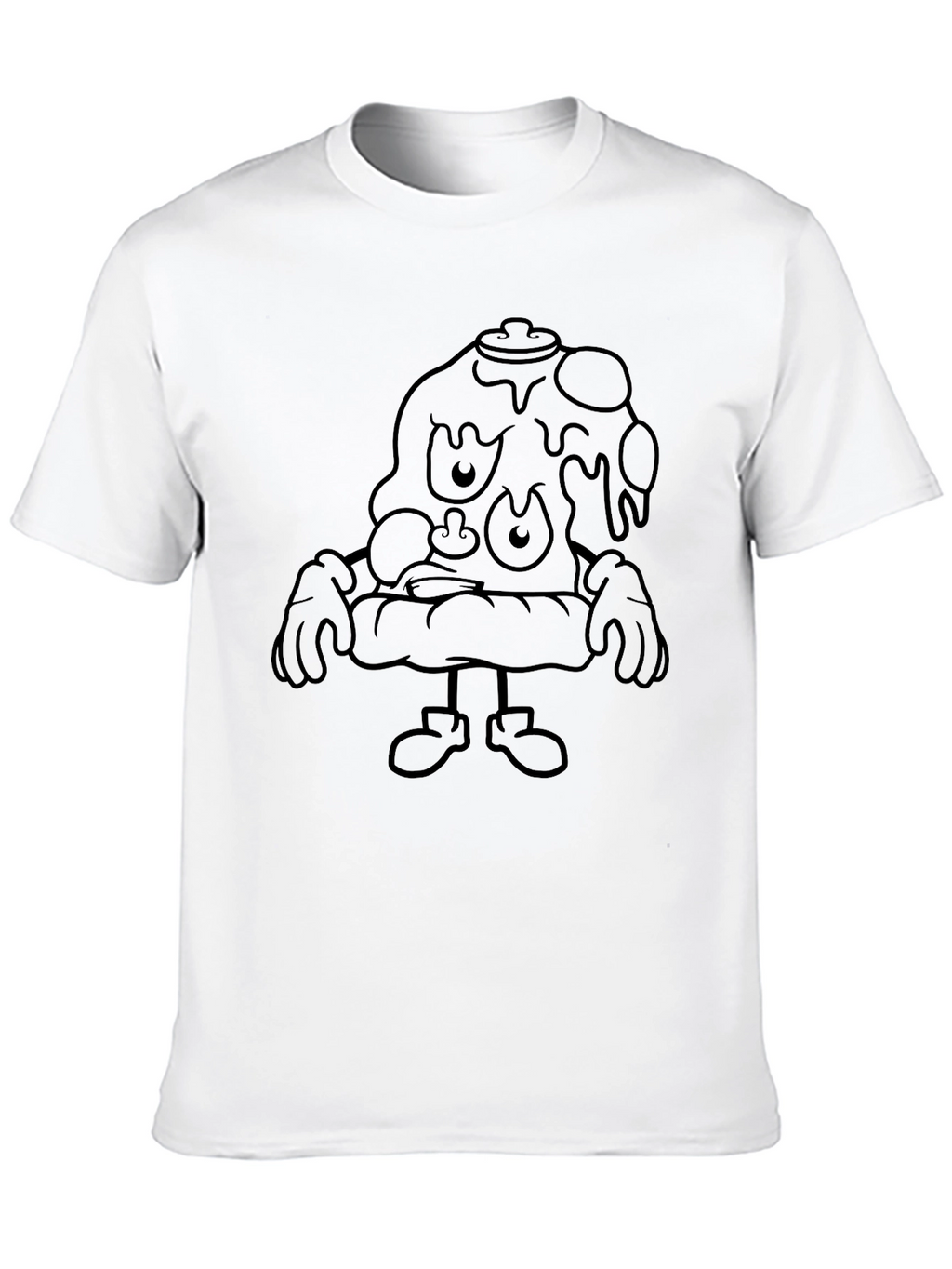 Cartoon Pizza Character Black T-Shirt