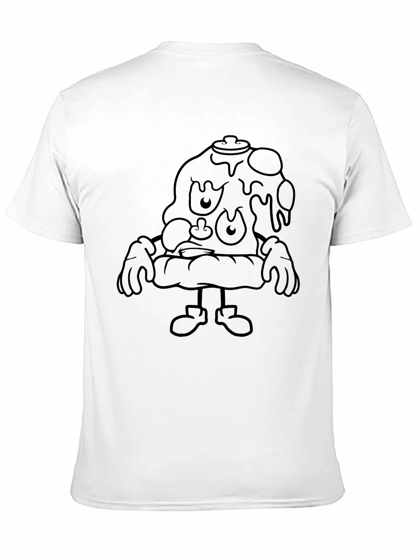 Cartoon Pizza Character Black T-Shirt