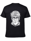 Cartoon Miner Graphic Tee - Black Cotton T-Shirt