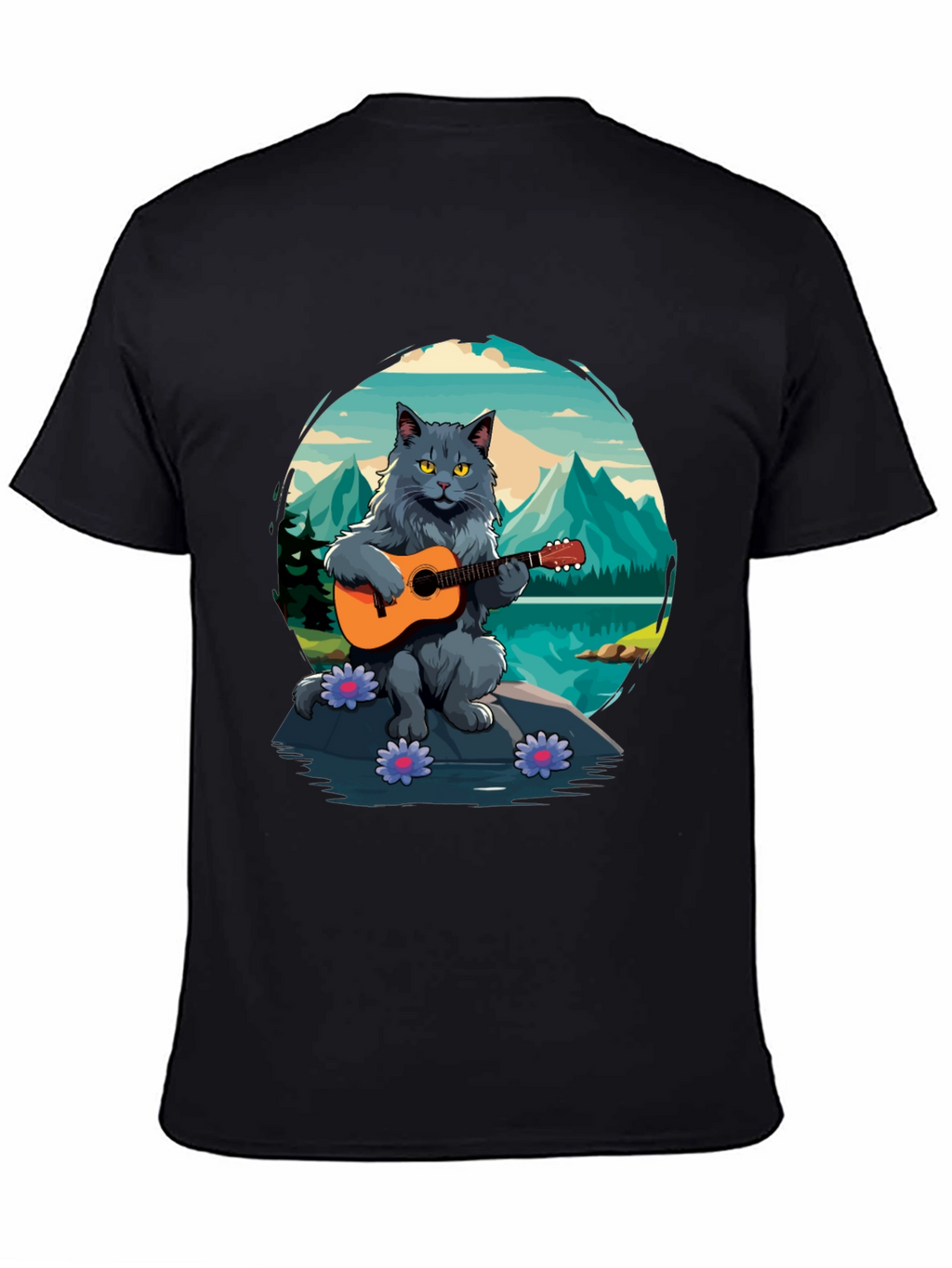 Cat Guitarist Graphic Tee - Playful & Unique Design