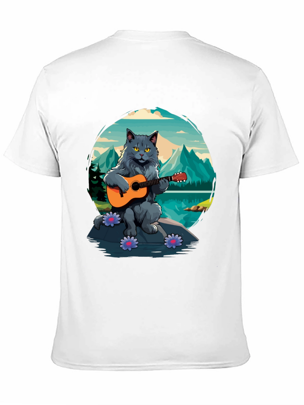 Cat Guitarist Graphic Tee - Playful & Unique Design