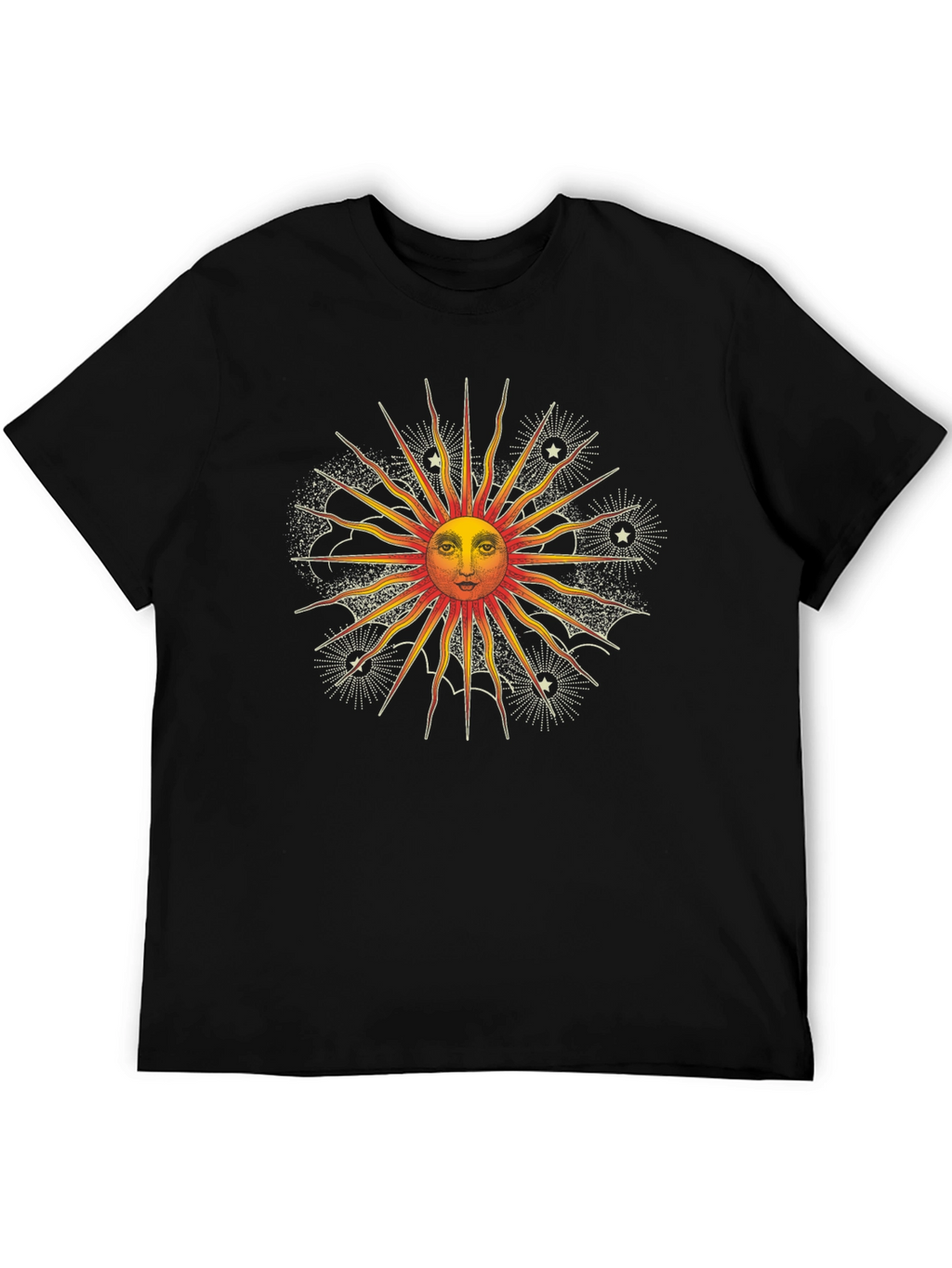 Celestial Sun Graphic Tee - Black Cotton Shirt