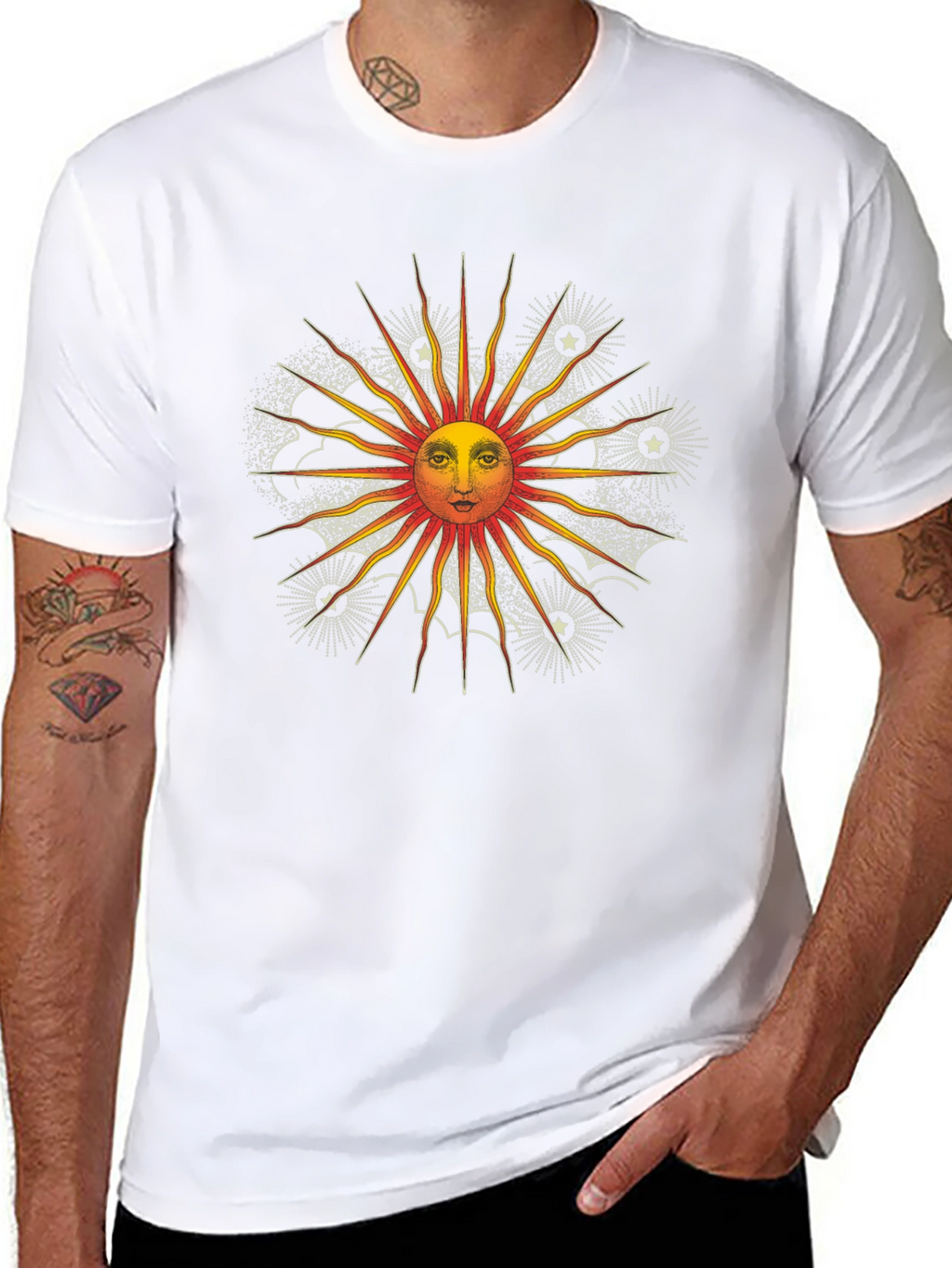 Celestial Sun Graphic Tee - Black Cotton Shirt