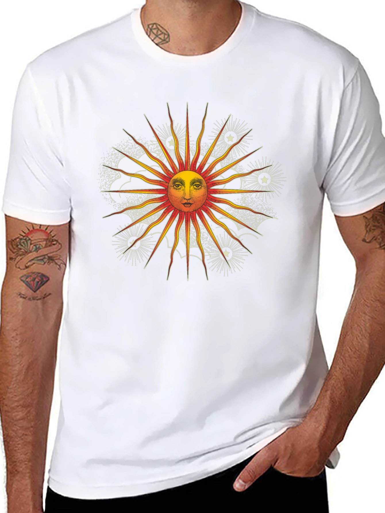 Celestial Sun Graphic Tee - Black Cotton Shirt