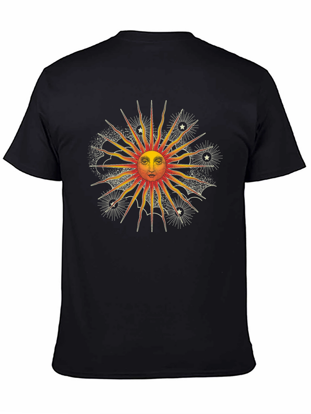 Celestial Sun Graphic Tee - Black Cotton Shirt