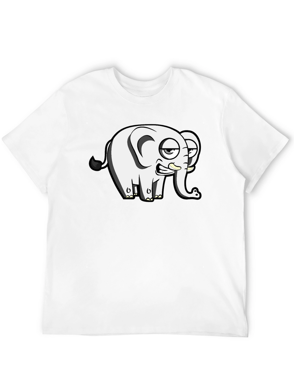 Funny Elephant Cartoon Black T-Shirt