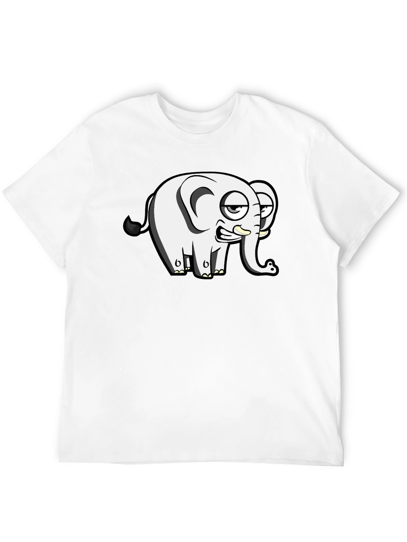 Funny Elephant Cartoon Black T-Shirt
