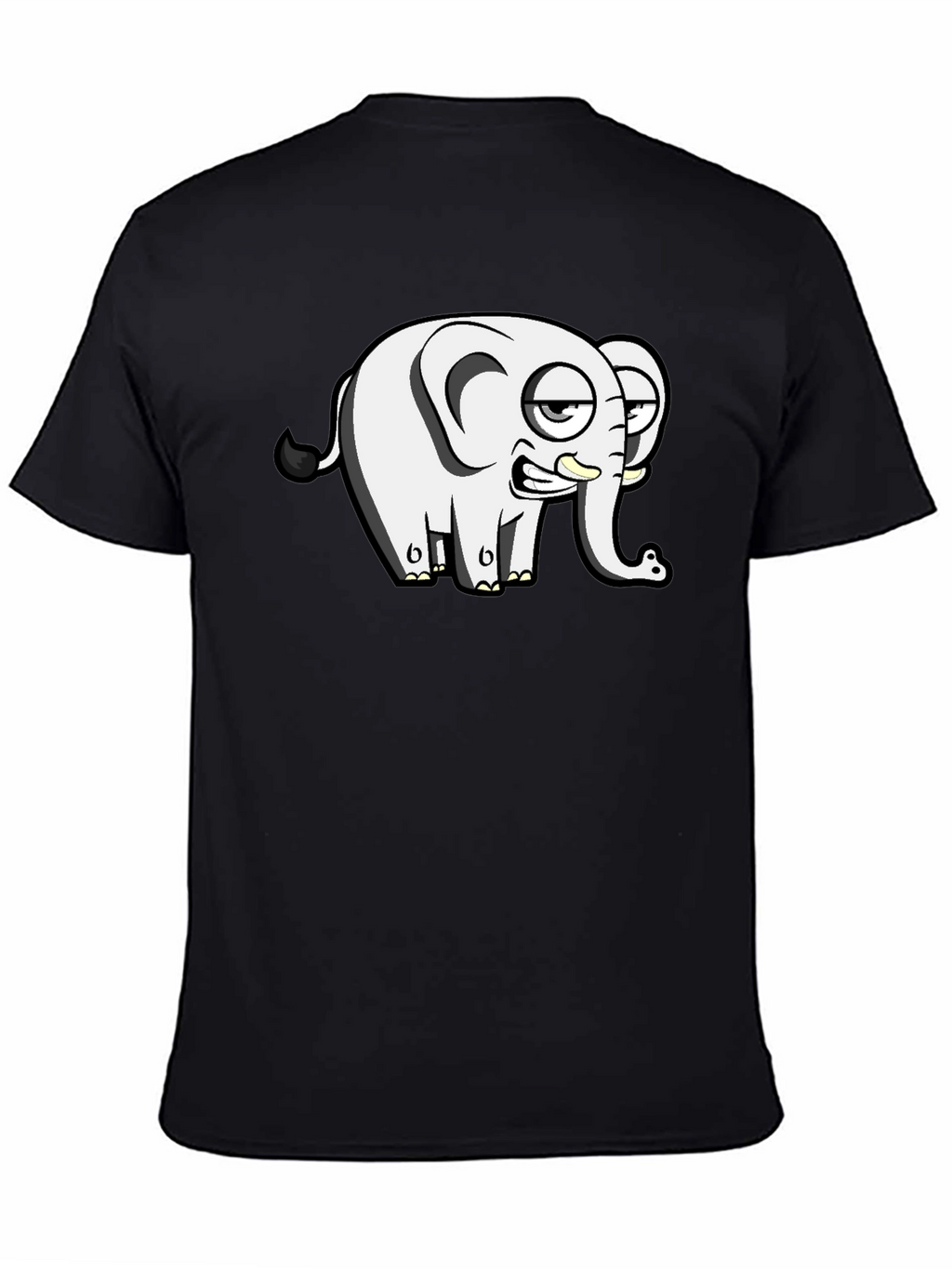 Funny Elephant Cartoon Black T-Shirt