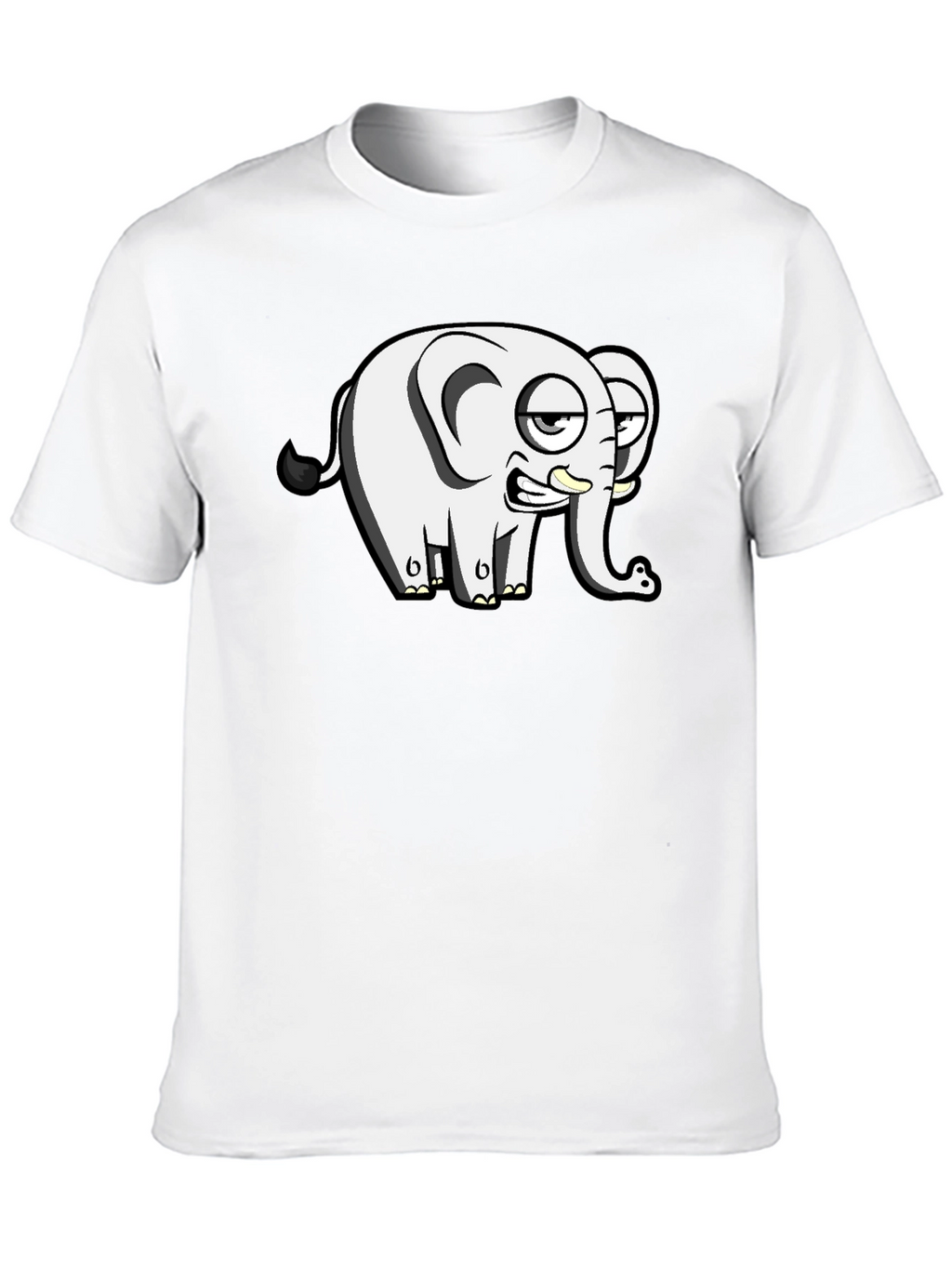 Funny Elephant Cartoon Black T-Shirt
