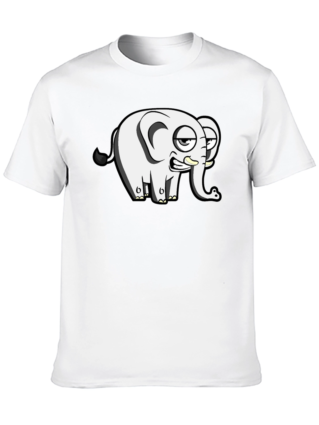 Funny Elephant Cartoon Black T-Shirt