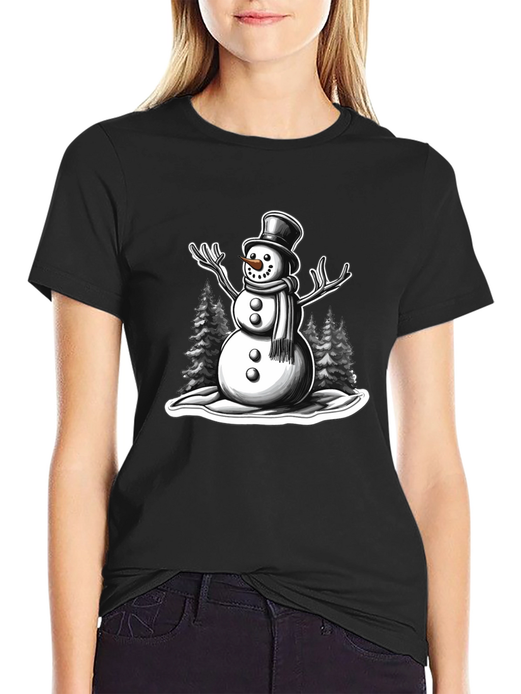 Snowman Graphic Tee - Holiday Winter Shirt