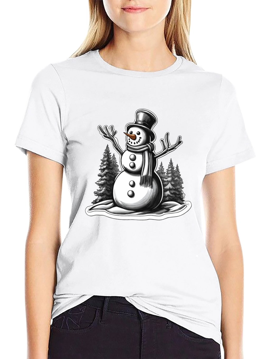 Snowman Graphic Tee - Holiday Winter Shirt