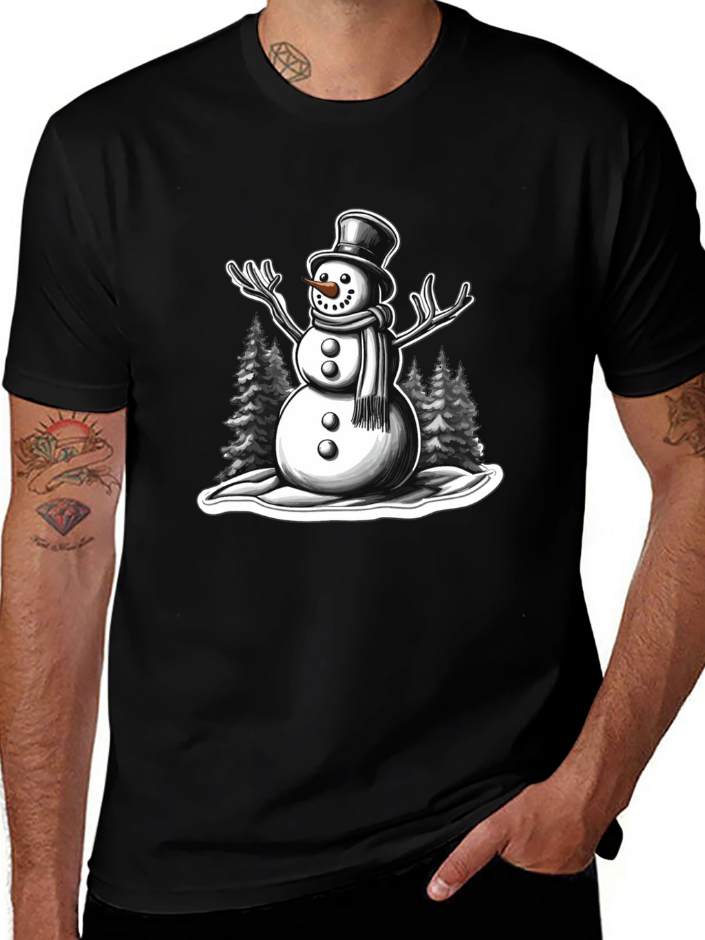 Snowman Graphic Tee - Holiday Winter Shirt