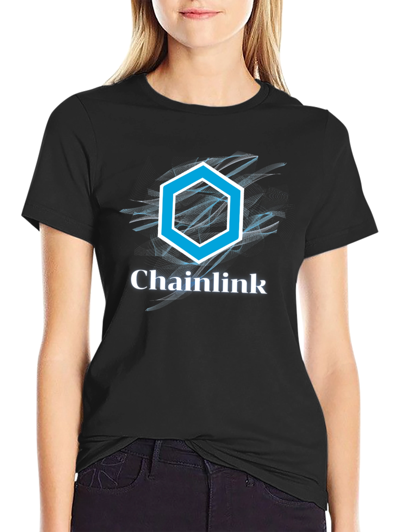 Chainlink T-Shirt - Crypto Logo Graphic Tee - Black