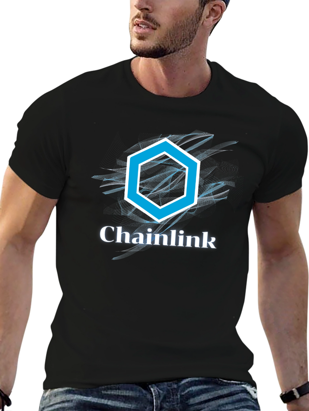 Chainlink T-Shirt - Crypto Logo Graphic Tee - Black
