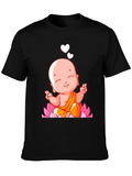 Cute Buddha Baby Peace Sign Black T-Shirt