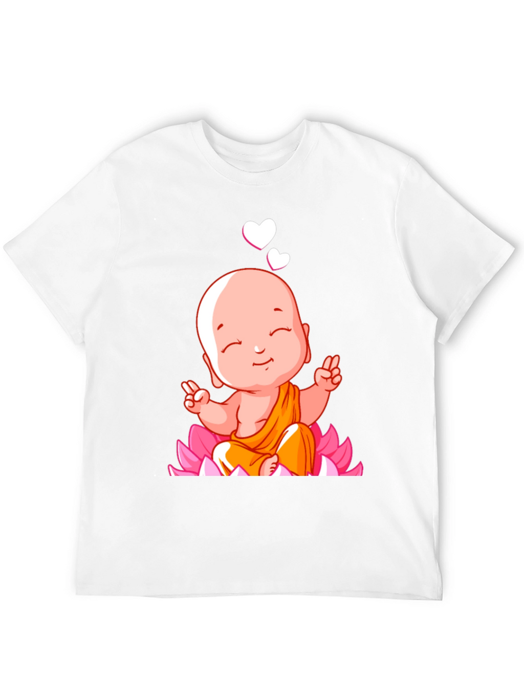 Cute Buddha Baby Peace Sign Black T-Shirt