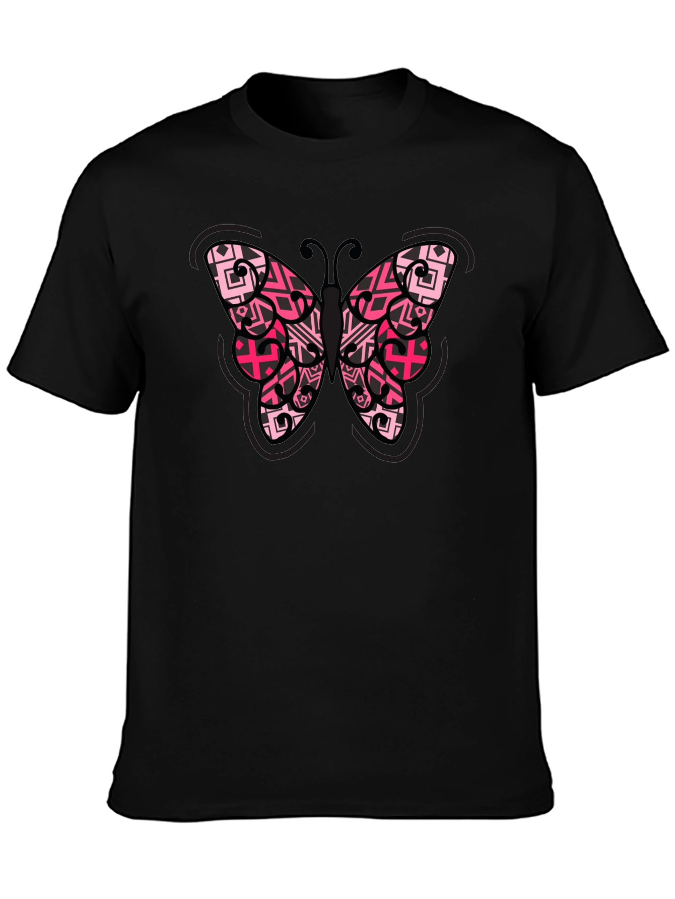 Butterfly Graphic Tee - Black Cotton Blend Shirt