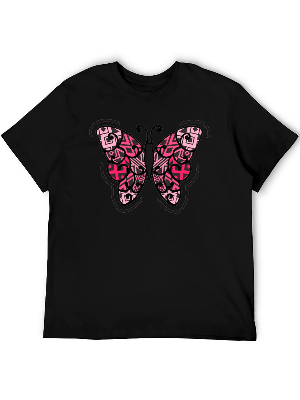 Butterfly Graphic Tee - Black Cotton Blend Shirt