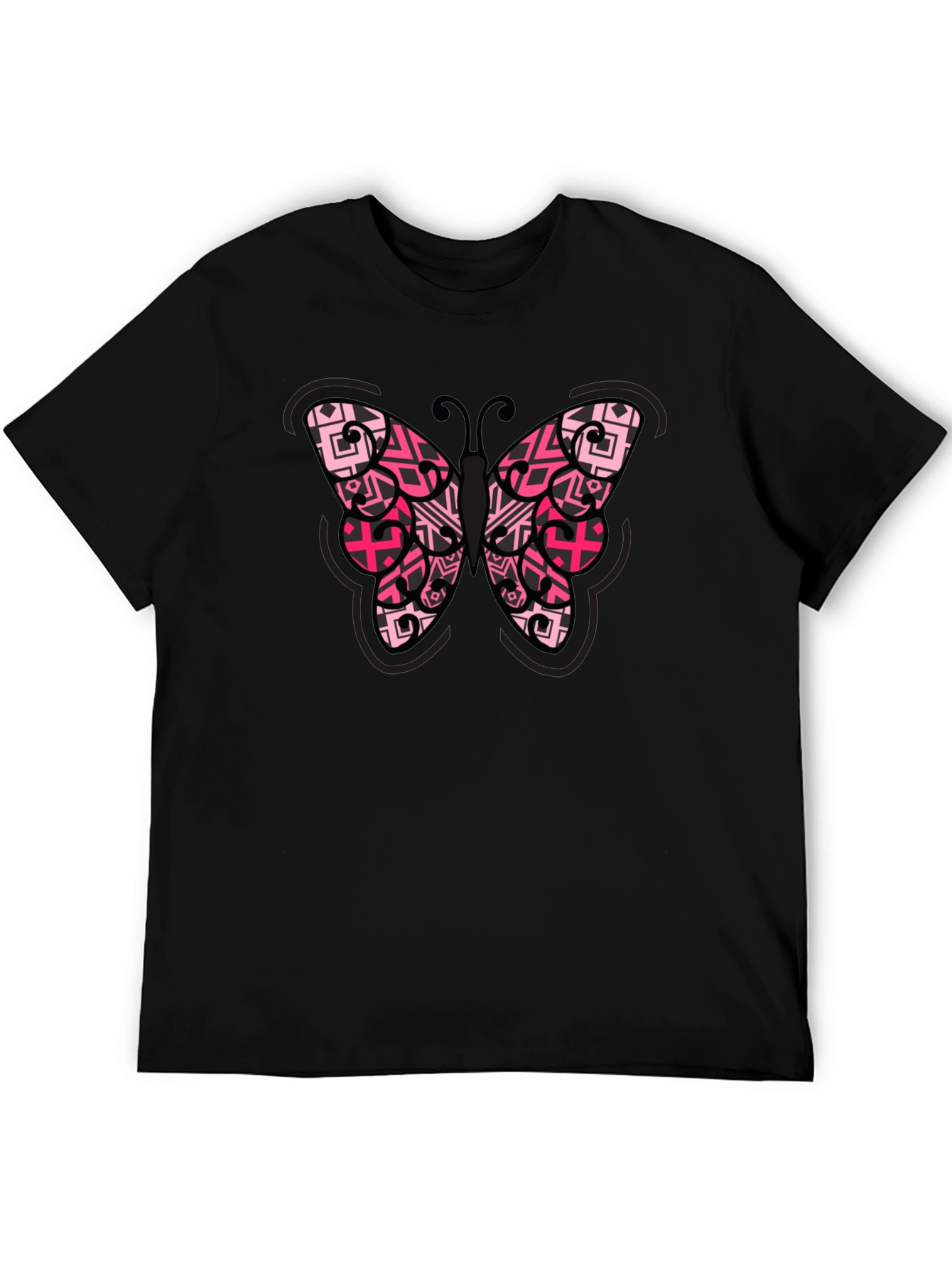 Butterfly Graphic Tee - Black Cotton Blend Shirt