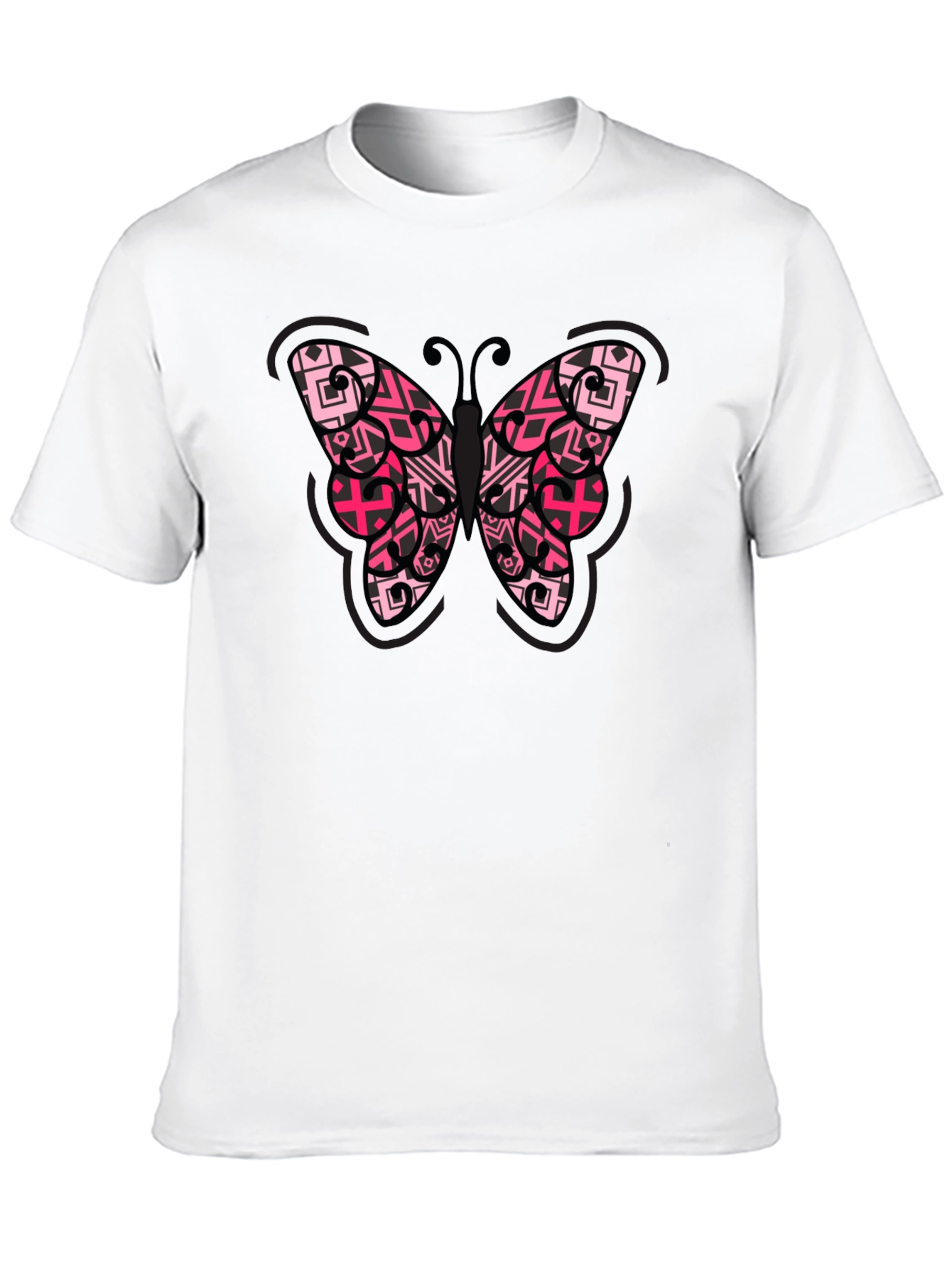 Butterfly Graphic Tee - Black Cotton Blend Shirt