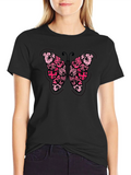 Butterfly Graphic Tee - Black Cotton Blend Shirt